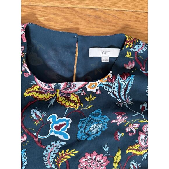 Ann Taylor Loft Top Small Colorful Floral Peplum Long Sleeve Boho Blouse Worn 1x - Picture 5 of 11